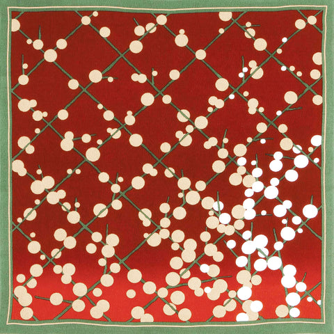 Kawashima - Chirimen Yuzen - Shoufuku Baika 咲福梅花（ショウフクバイカ） - Furoshiki 68 x 68 cm  (Japanese Wrapping Cloth)