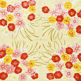 Asayama Misato - Flower bouquet / Beige   花束／ベージュ  70 x 70 cm Furoshiki (Japanese Wrapping Cloth)