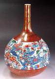Fujii Kinsai Arita Japan - Somenishiki Kinsai karakusa Hanazukushi Vase 30.50 cm - Free Shipping