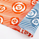 Isamonyou -  Double-Sided Dyeing   Camellia Orange/Blue  100 伊砂文様 両面 椿 オレンジ/ブルー 20478-343  - Furoshiki (Japanese Wrapping Cloth)