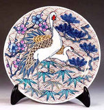 Fujii Kinsai Arita Japan - Somenishiki  Gold & Platinum   Painting of Pine, Bamboo, Plum, and Crane  Ornamental plate 19.00 cm  染錦金・プラチナ彩松竹梅鶴絵飾り皿（径19ｃｍ）  - Free Shipping