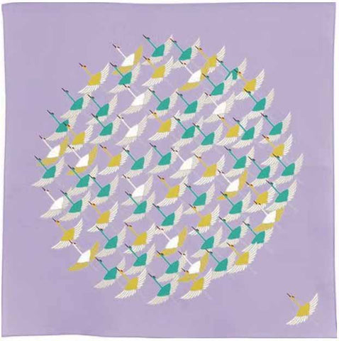 Himemusubi - Turu  (crane)  鶴   Lavender  20552-109  - Furoshiki   50 x 50 cm