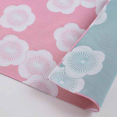 Isamonyou -  Double-Sided Dyeing Plum P&M   4 8 伊砂文様 両面 梅 ベビーピンク/ミント  20479-141 - Furoshiki (Japanese Wrapping Cloth)