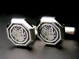 Saito - Family Crest  Octagon shape Silver Cuffs (Silver 950) (One pair)