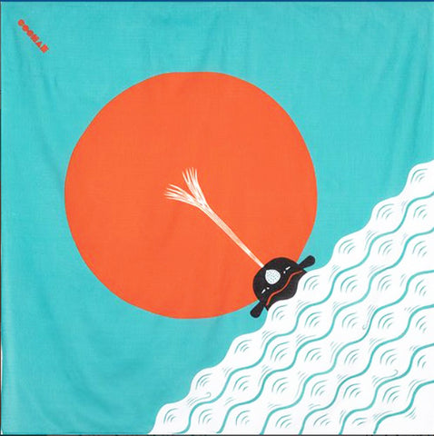Cochae - Whale in the Morning Sun Blue 朝日にくじら ブルー  20474-302  :   Furoshiki 100 x 100 cm