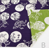 Choju Giga 鳥獣戯画 - Polka dots / Purple x Yellow-green B  水玉／紫×黄緑Ｂ    - Double-sided furoshiki (wrapping cloth) - Furoshiki (Japanese Wrapping Cloth)　105 x 105 cm 　　