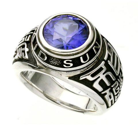 Saito - Stone College Ring with Sun Tzu Silver Ring  (Silver 925)
