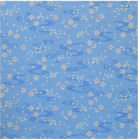 Seiran - Sakura Ryusui (Sakura flowing water)   - Furoshiki  青嵐 綿大判風呂敷 約145cm  櫻流水  (Japanese Wrapping Cloth)  145 x 145 cm