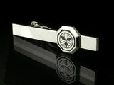 Saito - Family Crest Tie Bar, Octagonal Silver Emblem -  Silver 950 Tie Bar