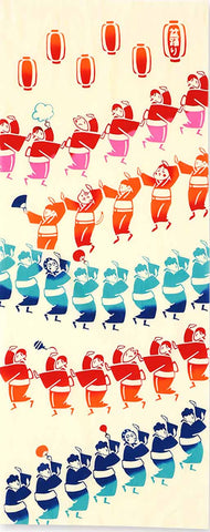 Kenema  - 50285  Festival Song　お祭り音頭　 Japanese Tradition Cotton Towel (The dyed Tenugui)