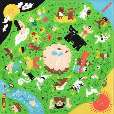 Cochae -  Japanese Folktale Mountain Edition Green 70 コチャエむすび 日本昔話山篇 グリーン   20475-202    Furoshiki 70 x 70 cm