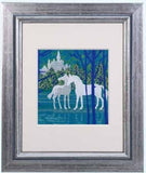 Saikosha - #112-16 Chateau and white Horses (Framed Cloisonné ware) - Free Shipping