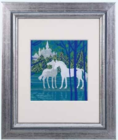 Saikosha - #112-16 Chateau and white Horses (Framed Cloisonné ware) - Free Shipping