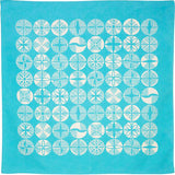 Isamonyou - Water repellent finish - Pine Turquoise  70 伊砂 アクアドロップ 松 ターコイズ(撥水加工) 10282-201 - Furoshiki   70 x 70 cm
