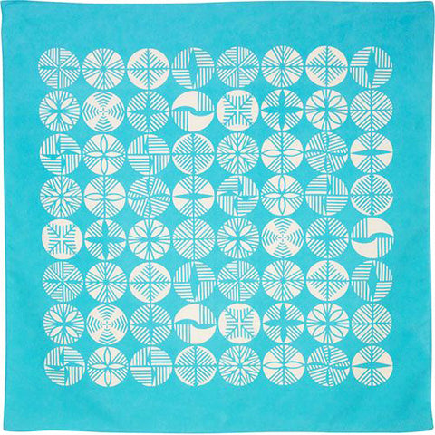 Isamonyou - Water repellent finish - Pine Turquoise  70 伊砂 アクアドロップ 松 ターコイズ(撥水加工) 10282-201 - Furoshiki   70 x 70 cm