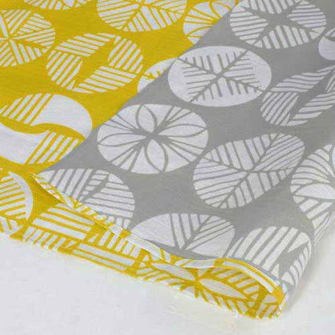 Isamonyou -  Double-Sided Dyeing Matsu (Pine) Yellow/Gray 48 伊砂文様 両面 松 キイロ/グレー  20479-138  - Furoshiki (Japanese Wrapping Cloth)
