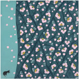 Takehisa Yumeji -Plum and cat 　Blue　うめとねこ ブルー　 21180-109　- Furoshiki 48 x 48 cm