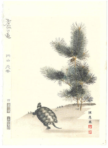 Maruyama Okyo - Wakamatsu ni Kamezu (Turtle and Young Pine Trees) 若松に亀図 - Free Shipping