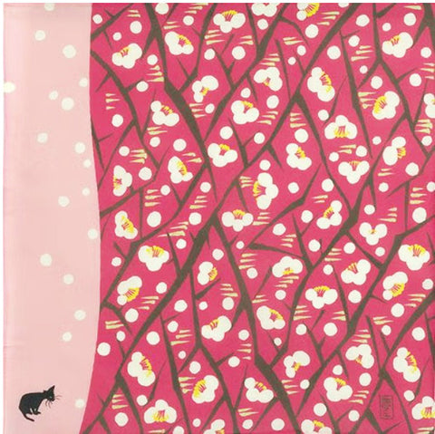 Takehisa Yumeji -Plum and cat   Pink　うめとねこ 　ピンク　 21180-108　- Furoshiki 48 x 48 cm (Copy)