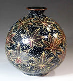 Fujii Kinsai Arita Japan - Tenmokuyu Kinsai  Ryusui Momiji  Vase 13.20 cm - Free Shipping