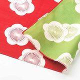 Isamonyou -  Double-Sided Dyeing Plum R&G 　70 伊砂文様 両面 梅 アカ/グリーン　20477-201　- Furoshiki (Japanese Wrapping Cloth)