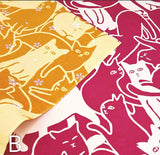 DOTCH DOTCH（どっちどっち) - Cat Puzzle / Strawberry x Golden Brown B   キャットパズル／苺（いちご）色×金茶色 Ｂ  - Furoshiki 50 x 50 cm