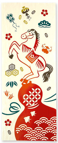 Kenema  - 50301   A horse out of a gourd　瓢箪から駒　  (The dyed Tenugui)