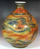 Fujii Kinsai Arita Japan - Yurisai Kinran Phonex  vase 29.40 cm (Superlative Collection) 　金襴手様式釉裏彩吉祥鳳凰絵花瓶　- Free Shipping