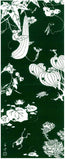 Ukiyo-e Tenugui -  Itō Jakuchū    Genpō Yōka   Dark green   伊藤若冲　玄圃瑤華 - (Japanese Tenugui)