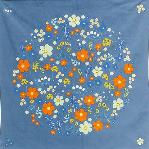 Himemusubi - Flower garden gray navy　フラワーガーデン グレーネイビー - Furoshiki   100 x 100 cm
