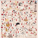 Ukiyoe Chirimen Yuzen  Rayon 100% - Utagawa Kuniyoshi -  Myokai kougo Jyusanbiki (猫飼好五十三疋 ピンク ) - Furoshiki  68 x 68 cm