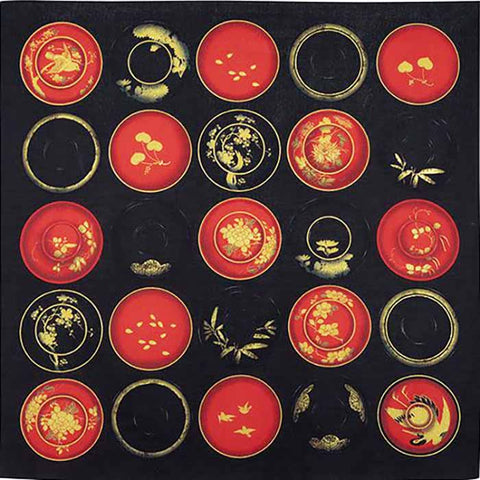 Setsugetsuka  雪月花 -  Wan  (Lacquered wooden bowl)  椀 クロ　 22165-301  - Furoshiki  120 x 120 cm