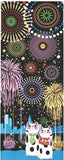 Lucky Cat  福まねき猫 - Firework 花火 (Hanabi) - Japanese Traditional Cotton Towel (The dyed Tenugui) - 34cm x 90cm