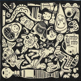 Cochae - Kyodo Gangu (Hometown Toy)  郷土玩具 ブラック 20474-301 :   Furoshiki 100 x 100 cm