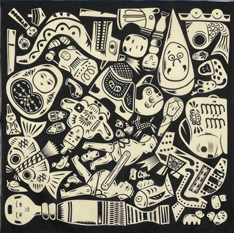 Cochae - Kyodo Gangu (Hometown Toy)  郷土玩具 ブラック 20474-301 :   Furoshiki 100 x 100 cm