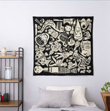 Cochae - Kyodo Gangu (Hometown Toy)  郷土玩具 ブラック 20474-301 :   Furoshiki 100 x 100 cm
