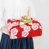 Isamonyou -  Double-Sided Dyeing Plum R&G 　100 伊砂文様 両面 梅 アカ/グリーン　20478-305　- Furoshiki (Japanese Wrapping Cloth)