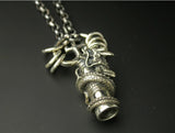 Saito - Rising Dragon Shakujo Pendant Head, Esoteric Buddhism  Silver Pendant Top (Silver 925)