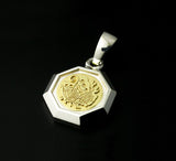 Saito - Family Crest  Emblem (18K Gold) ,  Octagonal Silber 950 pendant top - Small size