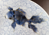 Fujii Kinsai Arita Japan - Kosometsuke kinsai Kingyo (Gold Fish) Ornamental plate 30.50 cm   古染付金彩金魚絵飾り大皿（径30.5ｃｍ）  - Free Shipping
