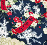 Choju Giga 鳥獣戯画 - Hana Yugi   花遊戯  - Furoshiki (Japanese Wrapping Cloth)　50 x 50 cm 　　