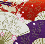 Choju Giga 鳥獣戯画 -Ougi emaki 扇絵巻  Furoshiki (wrapping cloth) - Furoshiki (Japanese Wrapping Cloth)　68 x 68 cm 　　