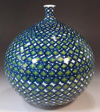 Fujii Kinsai Arita Japan - Somenishiki Kinsai Shippo Monyou Vase 24.50 cm - Free Shipping