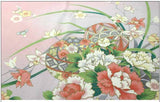 Chirimen Sansaku Furoshiki 100% silk  - Mari ni Hana  まりに花  - Furoshiki (Japanese Wrapping Cloth)　68 x 68 cm 正絹さざ波ちりめん友仙ふろしき　