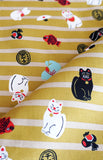 Seiran - Maneki-neko (beckoning cat) 青嵐 綿風呂敷 約70cm 【招き猫】MA2008  (Japanese Wrapping Cloth)  70 x 70 cm