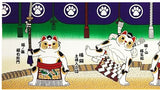Lucky Cat  福まねき猫 - Sumo　相撲 - Japanese Traditional Cotton Towel (The dyed Tenugui) - 34cm x 90cm