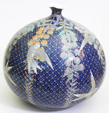 Fujii Kinsai Arita Japan - Kinran Fuji Tsubame (Wisteria and  Swallow)  vase 23.70 cm  (Superlative Collection) - Free Shipping