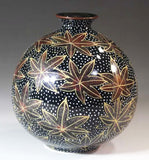 Fujii Kinsai Arita Japan - Tenmokuyu Kinsai  Ryusui Momiji  Vase 13.20 cm - Free Shipping