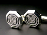 Saito - Family Crest  Octagon shape Silver Cuffs (Silver 950) (One pair)