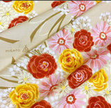 Asayama Misato - Flower bouquet / Beige   花束／ベージュ  70 x 70 cm Furoshiki (Japanese Wrapping Cloth)